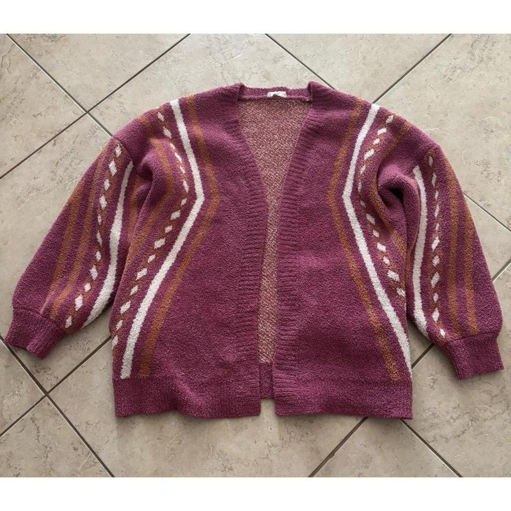 New In fuzzy‎ balloon sleeve open front Cardigan